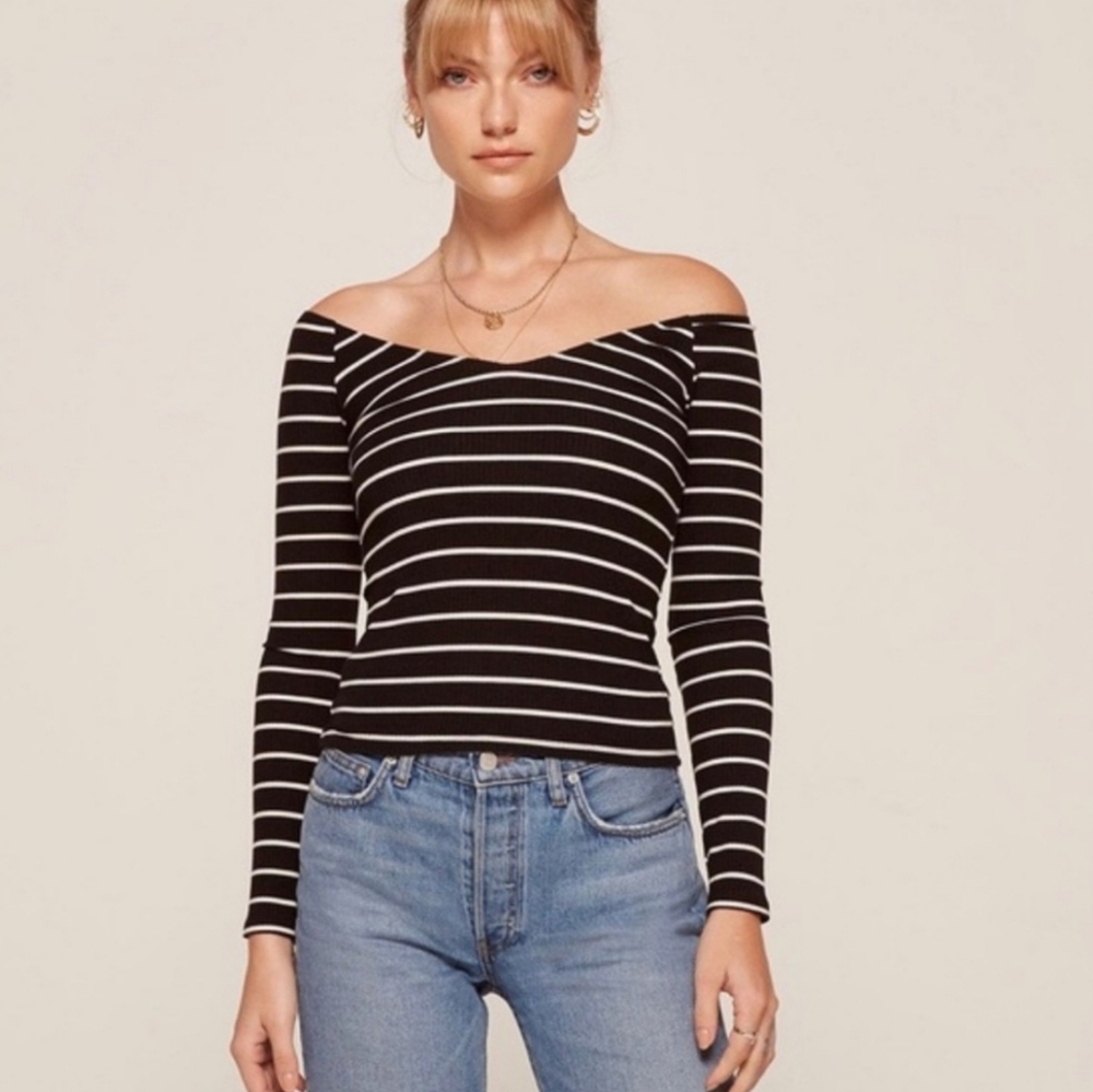 Reformation Moraine Off the Shoulder Stripped Top
